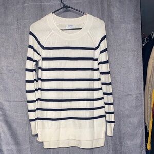 Old Navy Women's Striped Crew Neck Top - White and Navy
